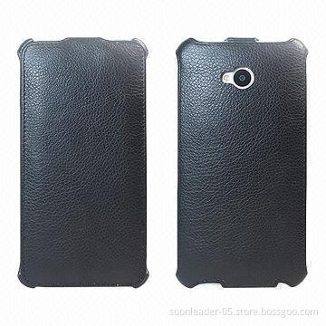 Black Flip Leather Case Covers for HTC One Max, Wake-up Function, OEM/ODM Orders Available
